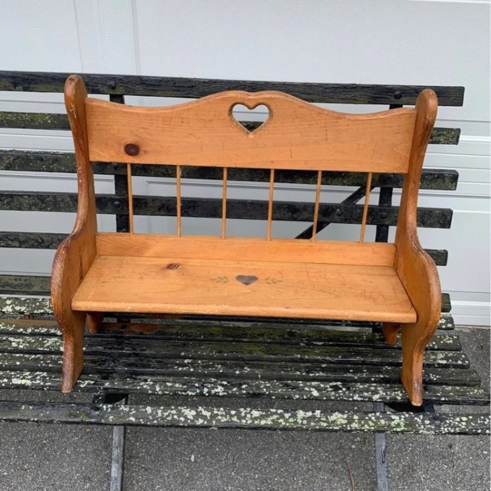 Vintage Wooden Heart-Back Bench